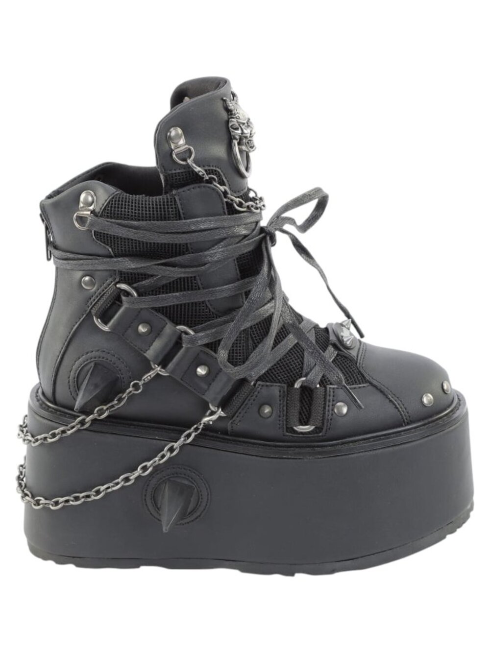 Women's Gothic Platform Ankle Boots - Black Faux Leather Festival Booties